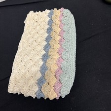 Vintage Crochet Clutch Envelope Bag Purse Beige Purple Blue Cream Zip Japan Boho