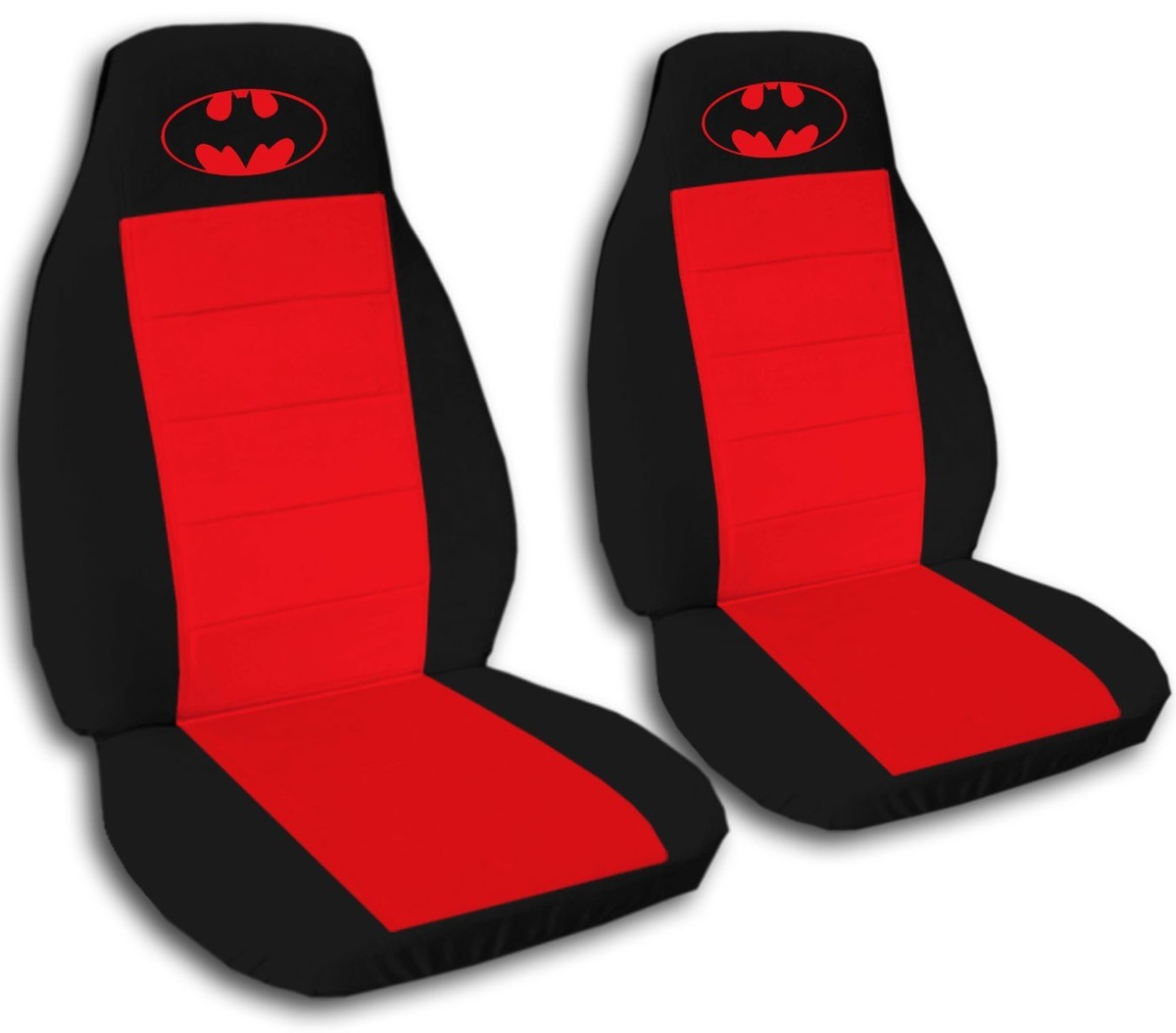 Batman Car Seat Covers in Yellow Black Velour Front Set