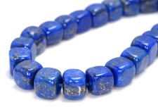 10-11MM LAPIS LAZULI GEMSTONE GRADE AA CUBE LOOSE BEADS 7"