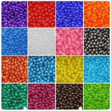 BeadTin Transparent 8mm Round Plastic Craft Beads (300pcs) - Color choice