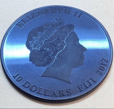 Fiji 2012 Dragon 10 Dollars 1oz Blue Tantal Coin,Proof,Rare!