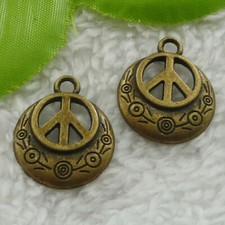 Free Ship 200 pcs bronze plated peace symbol charms 24x20mm B2524
