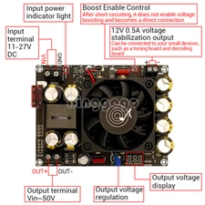 500W DC 11V-27V to DC27-50V Adjustable Step Up Voltage Regulator Power Converter