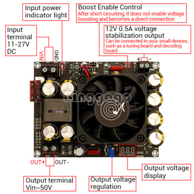 500W DC 11V-27V to DC27-50V Adjustable Step Up Voltage Regulator Power Converter