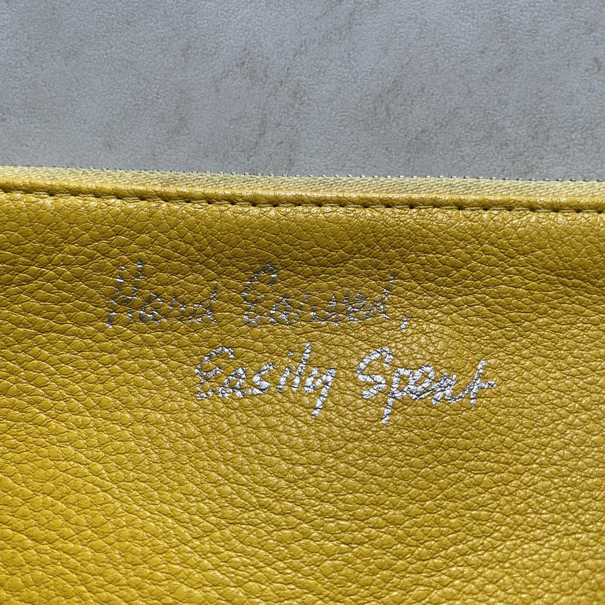 Rebecca Minkoff Yellow Mustard Leather Zip Clutch Pouch 