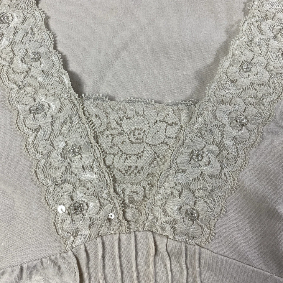 Top de mujer Sonoma con cuello en V ribete de encaje talla XL beige  Foto 2 de 4