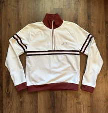 Armani Exchange Womens Size S Quarter Zip High Neck Sweatershirt Designer White