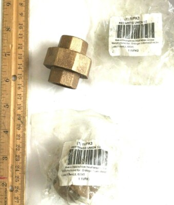 Grainger Red Brass Union 1/2'' Lot of 2, 1VFK3 New