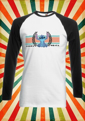 Aloha Ohana Stitch lustiges cooles langes kurzärmliges Baseball-T-Shirt für Männer Frauen 2791