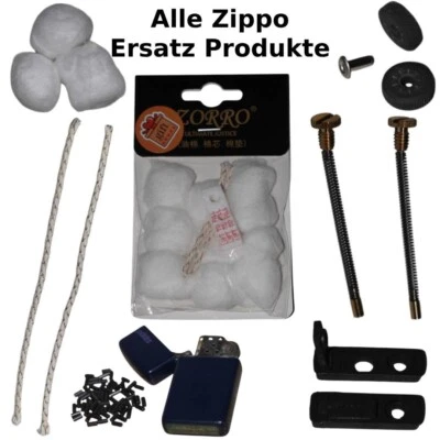 Zippo ReLife🔥Ersatz Docht, Feuersteine, Feder, Watte, Reibrad & Scharnierstift