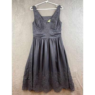 Lil Tawny Garden 100% Silk Gray Anthropologie Midi Dress size 6 | eBay