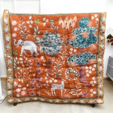 NWT New Two (2) Anthropologie Averill Organic Cotton Printed Euro Pillow Shams