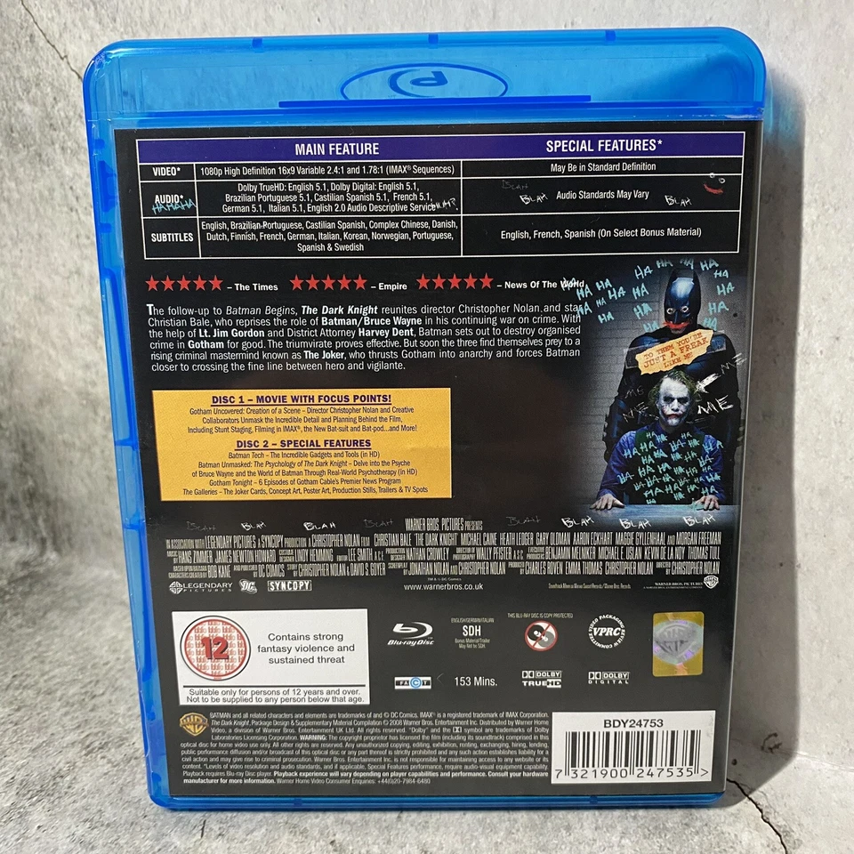 The Dark Knight - 2 Disc Special Edition Bluray - Joker Version - Image 2 of 3