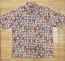 Tori Richard Honolulu Mens L Hawaiian Aloha Shirt 100 Cotton Lawn Tapa Tropical