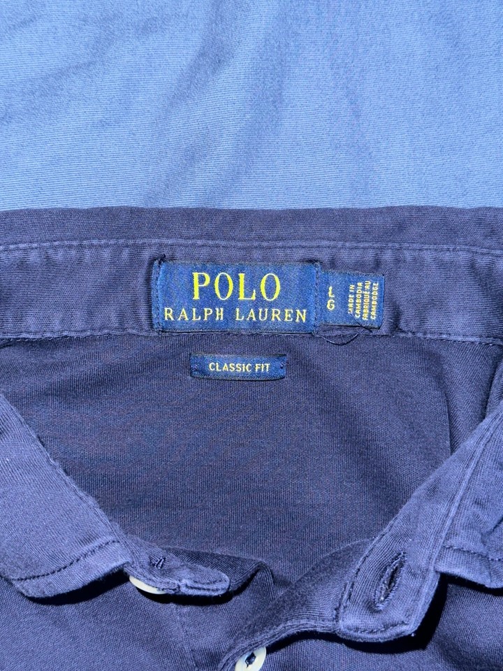 Polo Ralph Lauren Polo Shirt Mens Size Large Navy Blue Short Sleeve