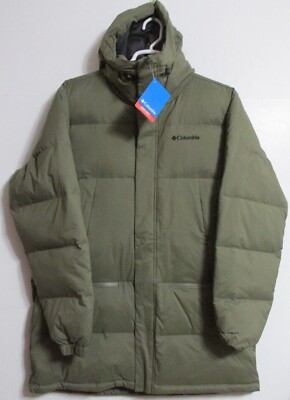 Men's Columbia Rockfall Omni-Heat Down Hooded Long Parka Stone Green
