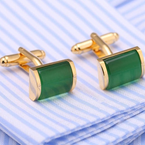 2pcs Green Opal Manschettenknöpfe Kreative Shirt Ärmel Ornament All-Match - Bild 11 von 11