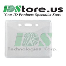 10 Clear Vinyl Horizontal Badge Holder with Slot and Chain Holes, 2.3" x 3.38"