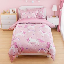 Unicorn Duvet Cover Sets Twin Size for Kids Girls, Include 1 Polyester Comfor...