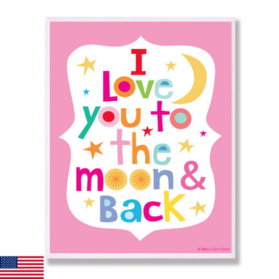 The Kids Room by Stupell I Love You to The Moon and Back On Pink Background Rect