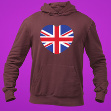 UK Flag Heart Hoodie British Pride United Kingdom National Patriotic Gift