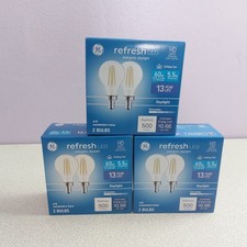 Lot 6 GE LED Light Bulb Refresh 5.5W 60W Candelabra A15 93121643 Daylight NEW
