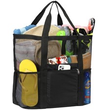 F-color Mesh Beach Bag Family - Large Travel Tote Bag for Beach Pool Cruise