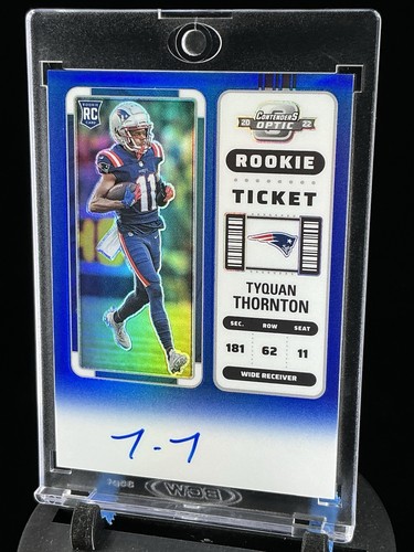 2022 Contenders Optic Tyquan Thornton Blue Rookie Ticket Auto /75 Patriots #138 - Picture 3 of 15