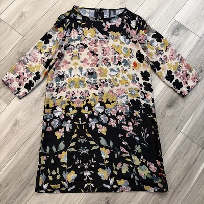 MNG Collection Silky Floral Fantasy Wearable Art Open Keyhole Back Shift Dress 8