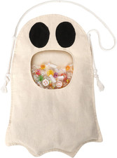 Halloween Trick or Treat Tote Bags for Kids, Halloween Reusable Ghost Candy Bag,