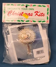 Mac Enterprises Gold & Ivory Ball Push Pin Bead Christmas Ornament Kit 2116H New