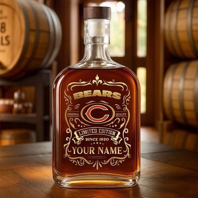 Personalized Chicago Football Team Bearss Whiskey Bottle Whisky Decanters Him