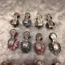 12 Antique Fluted Tin Clip-on Candle Holders For Christmas Tree  2” From Germany