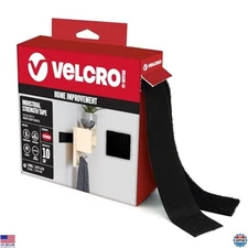 VELCRO Heavy-Duty Adhesive Tape, Customizable Strips, 10 lbs Support, 10ft x 2in