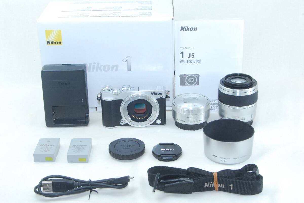 デジタルカメラ Ikon1 j5 Double Zoom kit Nikon 1 J5 Double Zoom Lens Kit Silver with Original Box