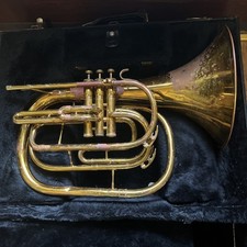 King 1122 Marching French Horn in Bb Damaged Lacquer Hard Case AS IS /REPAIR