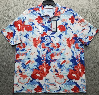 Walter Hagen Golf Polo Shirt Mens XL Multi Gouache Floral Performance 11 UPF 50+