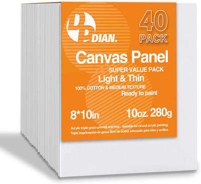 Canvas Boards for Painting 40 Pack, 8 Inch X 10 Inch Super Value Pack, Artist Ca