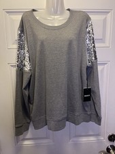 DKNY Grey LX Sequence Sweater NWT