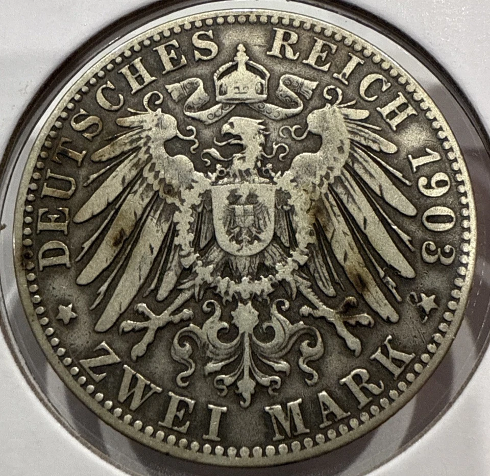 1903 Zwei Mark Bavaria Germany 2 Marks Foreign Silver Coin - Image 2 of 4