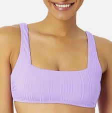 Salt + Cove Royal Purple Juniors' Popcorn-Rib Bralette Bikini Top Size L