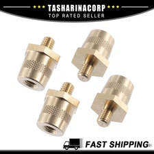 2 Pair M8 Battery Terminal Connectors Brass Tone Post Adapter Stud Screws Nuts