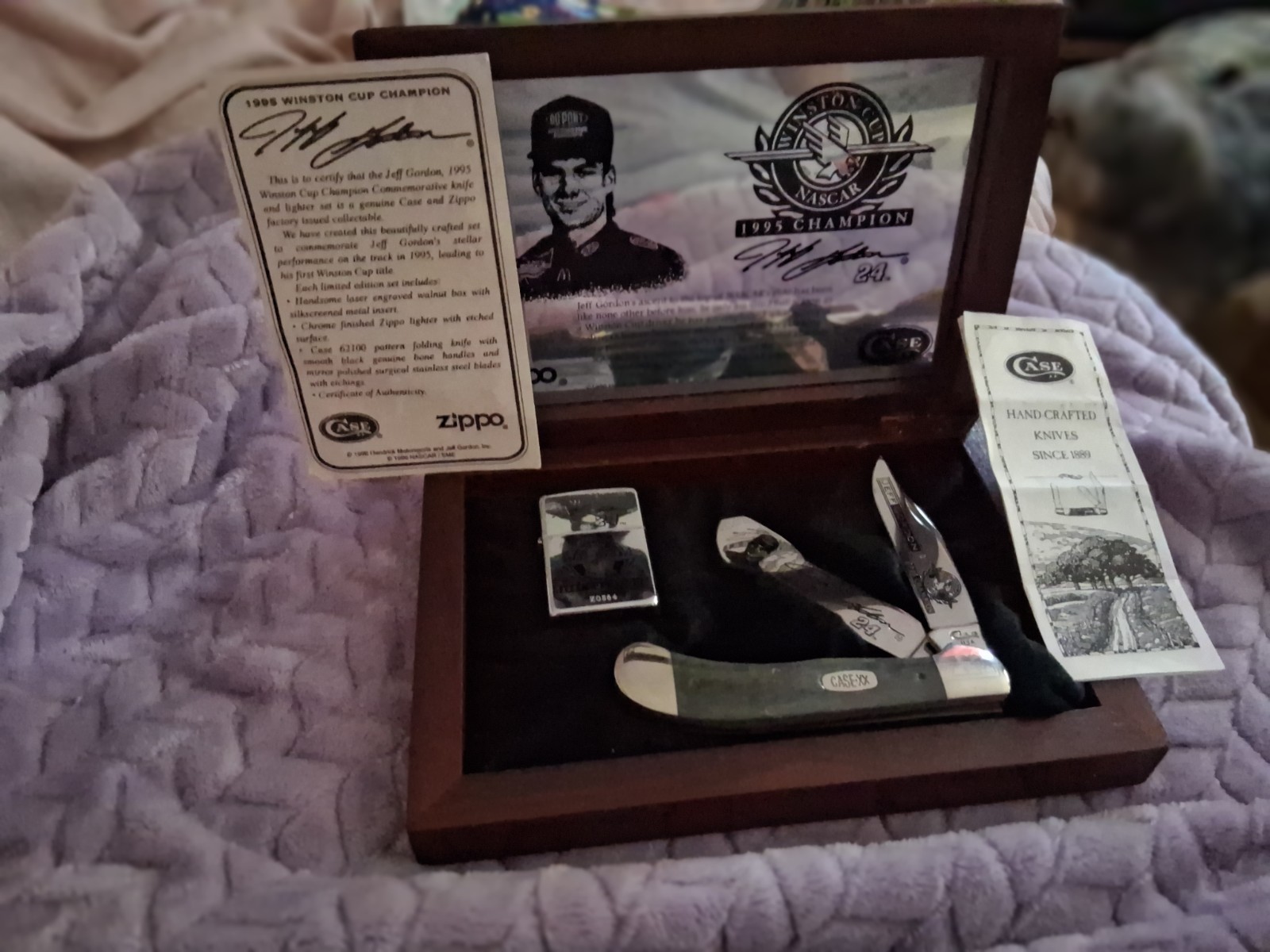 1995 Jeff Gordon  case xx knife and zippo lighter 