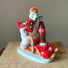 Vintage 1997 COCA COLA Around The World Bear Canada Figurine Bobsled