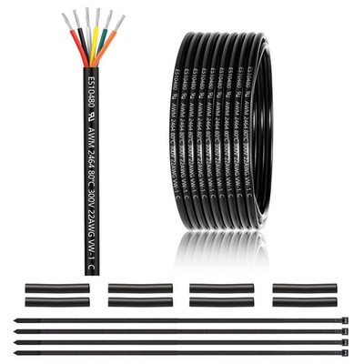 22 Gauge 6 Conductor Electrical Wire 100FT UL 2464 22 AWG 6 Wire Cable Tinned.
