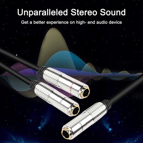 Cavo audio sdoppiatore 6,35 mm 1/4 TRS Y 1/4 pollice TRS stereo femmina a doppia fema - Foto 3 di 7