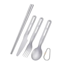 Boundless Voyage Titanium Camping Flatware Portable Travel Utensils Reusable ...