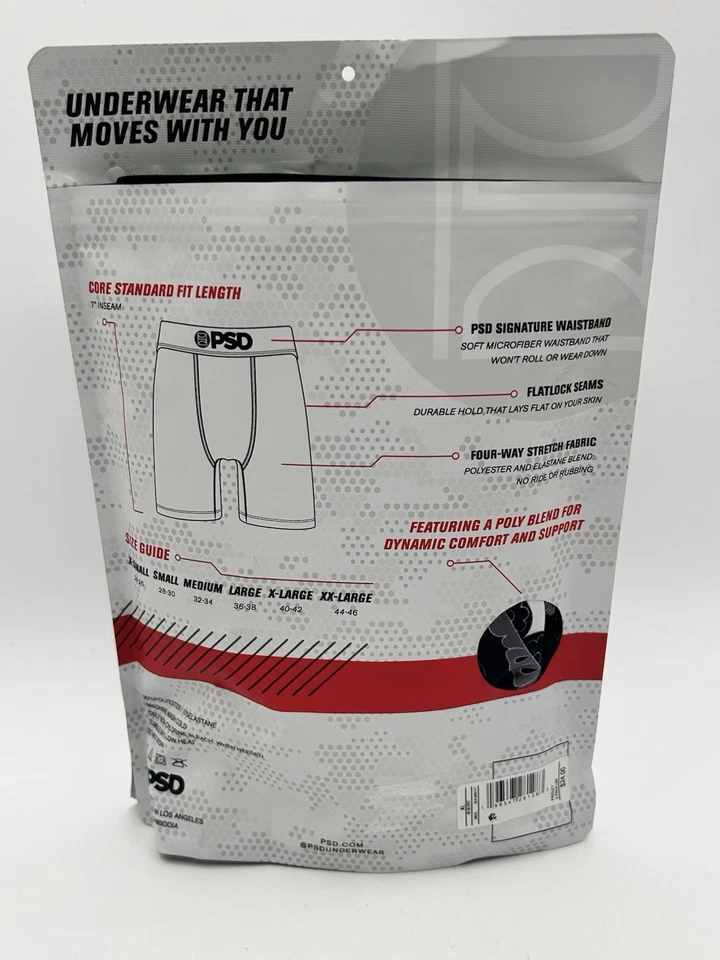 Paquete de 2 calzoncillos boxer estándar PSD ropa interior negro blanco para hombre XL 40-42 nuevos Foto 2 de 4