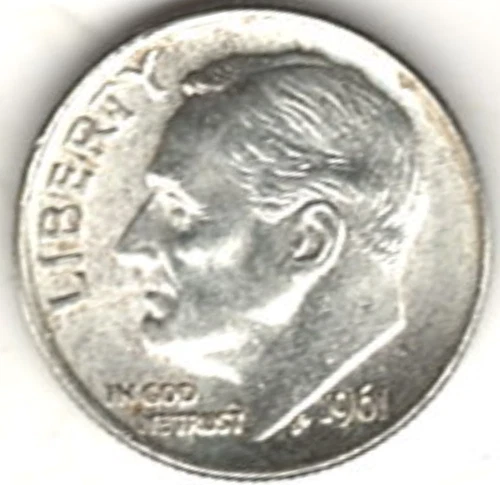 1961 ROOSEVELT DIME in BRILLIANT UNCIRCULATED CONDITION stk 61-9