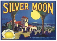 SILVER MOON Vintage San Fernando Lemon Crate Label, Astronomy, AN ORIGINAL LABEL